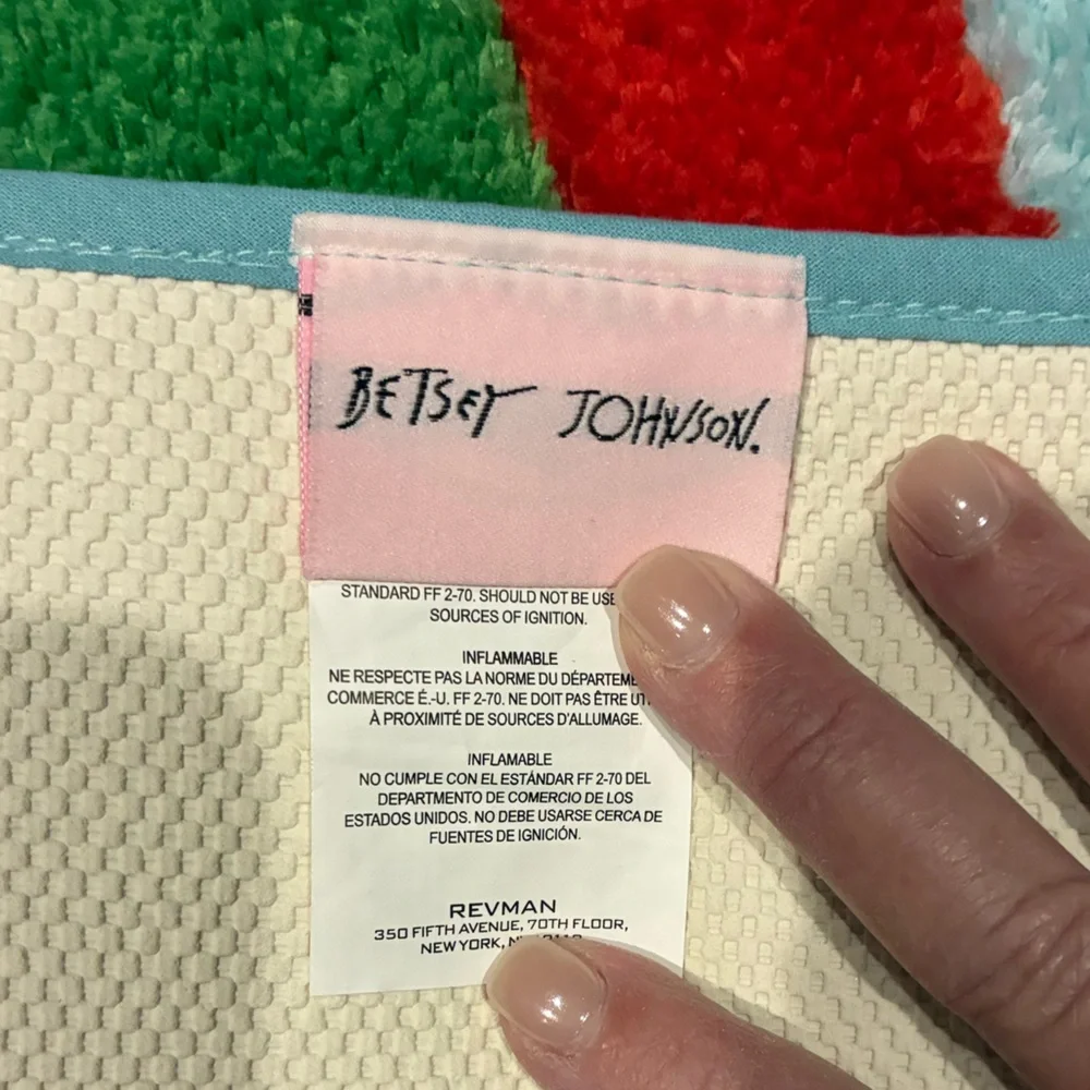 Betsey Johnson Festive Bath Mat - Pink, Green, Red Christmas Ornaments 20x30